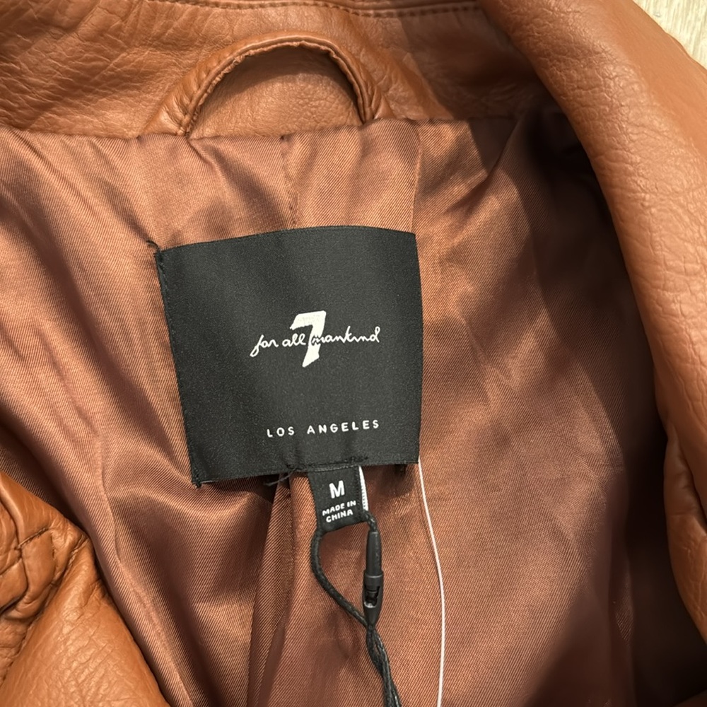 7 for All Mankind Brown Vegan Faux Leather
Moto Jacket sz medium M - Picture 3 of 6